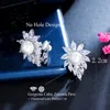 Clip-on & Screw Back CWWZircons Non Pierced Design Shiny White Cubic Zirconia Bridal Wedding Party Clip On Pearl Earrings Without Piercing C