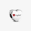 Andy Jewel Perles en argent sterling 925 Angleterre Amour Coeur Charme Charms Convient aux bijoux de style Pandora européen Bracelets Collier 792015E024