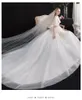 Andra bröllopsklänningar Luxury O Neck Flare Sleeve 2022 Dress Lace Applique Plus Size With Train Bride Gown Vestido de Noiva Lother