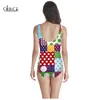 Colorful Geometric Pattern 3D Print Girls Onepiece Swimsuit Bathing Suit Sleeveless Slim Sexy Swimwear Summer 220617