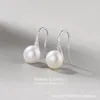 Dangle Lustre S925 Argent Naturel Perle D'eau Douce DIY Boucles D'oreilles Simple Talon Haut 7.5-8mm Coréen Oreille HookDangle