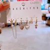 Ciondola Lampadario Trend Design Imitazione Perla Cuore Orecchini Ear Cuffs Colore oro Zircone cubico Set da donnaDangle