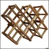 Other Bar Products Barware Kitchen Dining Home Garden Creative Wood Wine Bottle Rack Foldable Rhombus Shaped Countertop Small 10 Organize