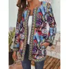 ELSVIOS Autumn Winter Fashion Loose Women Folk-custom Print Jacket Coats Casual Retro Long Sleeves Coats Elegant Cardigan Coats 220815