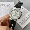 CAI JIAMIN -MEN 'S WATCH QUARTZ 시계 고무 밴드 43mm 대형 다이얼 시계 로즈 골드 스테인리스 스틸 패션 워치