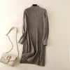 HLBCBG Chic Długie dzianiny Maxi Kobiety Sweter Sukienka Gruba Ciepła Zimowa Plisowana Sukienka Żeberka Turtleneck A Line Sukienka Office Lady 220317