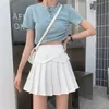 Houzhou Plised Spódnica Kobiety Kawaii Czarny Patchwork Wysokiej Pięci Mini Spódnice Dla Dziewczyn Letni Koreański Moda Preppy Style Elegancki 220322