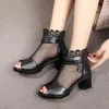 Stövlar Kvinnor Skor Ny Lyx Rhinestone Chunky Heeled Sandals Sexig Open Toe Mesh High Heels Fashion Ankel Boots 220401