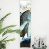 Arazzi Arazzo con balena in stile giapponese Hippie Luna Montagna Appeso a parete Boho Pittura a inchiostro per soggiorno Panno Decorazioni per la casaArazzi