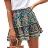 Jocoo jolee летние короткие юбки женщины винтажные вздохними мини-юбка с головками повседневный Boho плиссированные линии праздник пляжная одежда 220317