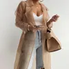 Women's Jackets Women Spring Summer See Through Outdoor Long Coat Sheer Mesh Full Sleeve Buttoned With BeltWomen's