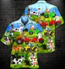 Men's T-Shirts Hawaiian Shirts Foe Men Colorful Mushroom Short Sleeve Button Up Cartoon Summer Oversize For Women 5xlMen's