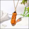 Konst och hantverk Fashion Colorf Glass Hexagonal Prismhänge Gold Wire Wrap Necklace For Women Jewelry Wholesale Drop Del Sports2010 DHC7N