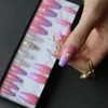 Ballet paars roze ombre nep nagels duidelijke gel kunst design kist kistglanzende pers op valse nagels cadeaubakje handgemaakte nagels 220725