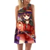 Mujeres Tank Tops Vestido Anime Megumin Konosuba Impresión 3D Vestido de playa suelto Moda Mini Fiesta corta Vestido de chaleco femenino W220617