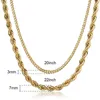 Chains Gold Color Double For Men Women Twisted Rope Curb Cuban Stainless Steel Necklace Chain Party Daily Wear Jewelry KN195604Chains