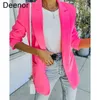 Deenor Summer One Button Female Jacket Full Sleeve Outwear Chic Loose Spring Ol Femme Suit Women Blazer 220811