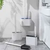 Vägg hängande tpr toalettborste med hållare set silikon borst för golv badrum rengöring