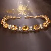 Or jaune cristal Citrine Bracelet cadeaux pour femmes hommes mode chaîne à breloques Bracelet trèfle à quatre feuilles Bracelets