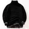 Pulls pour hommes hiver super chaud pull à col roulé pour hommes mince pull en molleton doux rayé tricoté plus velours épaississement hommeshommes