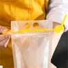 Water Bottles Plastic Drink Pouches Bags with Straws Reclosable Zipper Non-Toxic Disposable Drinking Container Party Tableware DHL