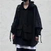 Houzhou Techwear Czarne Bluzy Kapturem Męskie Bluzy Goth Darkwear Gothic Odzież Punk Odzież Japoński Streetwear Hip Hop 220406
