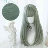 LM Princess Cut Long Straight Hair Lolita Matcha Harajuku Daily Cosplay Cosplay مقاومة للحرارة