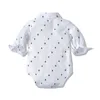 Barboteuse Vêtements Ensemble Pour Bébé Garçon Avec Arc Chapeau Gentleman Imprimé Printemps Costume Coton Toddler Enfants Body Infant Enfants Long 220326