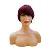 Bourgogne 99J Pixie Cut perruque courte Bob perruques de cheveux humains pleine Machine brésilienne aucune perruque de dentelle pour les femmes noires