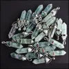 Konst och hantverk Natural Stone Green Fluorit Crystal Pillar Charms Chakra Pendants f￶r att g￶ra tillbeh￶r PHEOUSALE D SPORTS2010 DHS78