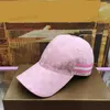 Śliczne różowe czapki z daszkiem Plaid Letter Sun Hat Prosty styl Regulowana czapka z daszkiem Street Casual Casquette Hats