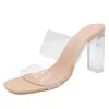 Scarpe eleganti Estate Donna Décolleté Sandali Pantofole in gelatina di PVC Punta aperta Tacchi alti Tacco in perspex trasparente Trasparente 220905