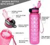 Schnelle Lieferung 33OZ Outdoor-Wasserflasche mit Strohhalm 1000 ml Sportflaschen Wandern Camping Trinkflasche BPA-frei Bunte tragbare Plastikbecher 0620