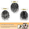 Grey Afro Puff Drawstring Ponytail Hair Extensions Kinky Curly Puffs Hairpieces Human Hair-Extension Updo Hair for Black Women Girls (Black/Gray)