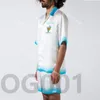 Casablanca 23SS Designer Button Up Shirts White Blue Cactust Tennis Court Man och kvinnlig Hawaiian Short Sleeve Shirt Casablanc325e