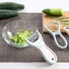 2 في 1 أداة تقشير الفاكهة الخضراء شفرات الفولاذ المقاوم للصدأ شفرات البطاطا Cucumber Carrot Slicer Slicer Cutter أدوات المطبخ 20220517 D3