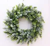 Dekorativa blommor kransar 22 "främre dörr krans grönska skogsväggdekor hem eukalyptus vår sommar bröllop dekoration partd
