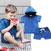 Set di abbigliamento per neonati per bambini sedo per bambini2022 estate per bambini con cappuccio a maniche corta pois pantaloncini a due pezzi
