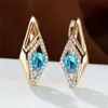 Hoop Huggie Crystal Female Blue Zircon örhängen Luxury Multicolor Stone Geometric Boho Gold Color Small For Womenhoop