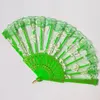 Dentelle Danse Fan Show Artisanat Ventilateurs Pliants Rose Fleur Conception En Plastique Cadre Soie Main Ventilateur 10 Couleurs