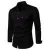 Men's Casual Shirts European 2022 Spring Multi-button Decoration Double-pocket Men's Long-sleeved Solid Collared Luxury Shirt MenMen's