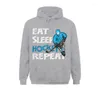 Heren Hoodies Sweatshirts Eat Sleep Hockey Herhaal top voor jongens en mannen grappige chique lage mouw print kledingbedrijf mannen