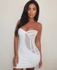 Casual Dresses Women Spring Sexy Strapless Backless Crystal Diamonds White Mini Bodycon Bandage Dress 2022 Elegant Evening Party VestidosCas