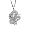 Pendentif Colliers Pendentifs Bijoux 2022 Dragon Pour Femmes Hommes Or Couleur Bijoux Cubique Zircone Mascotte Ornements Chanceux Symbole Cadeaux Goutte