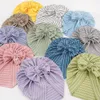 New Infant Baby Girls Cap Stripe Bowknot Hat Kids Turban Caps Soft Headwear Skull Beanie Children Hats 11 Colors