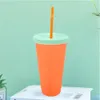 UPS 24oz Plastic Color Changing Cup tumblers PP Material Temperature Sensing Cups Magic 700ml Tumbler With Lid And Straw Drinking Mug Fashion