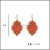 Charm Flower Hexagon Leopard Wood Grain Pattern Pu Leather Charms Earrings Gold Color Dangle Brincos Pendientes Fashion B Carshop2006 Dhus9