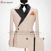 Latest Luxury Pink Mens Suit Set Slim fit Groomsmen Groom Wedding Dress Tuxedo Fashion Designs Party Stage Blazer Pants 2 Pieces 220815