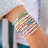 Bärade strängar Bohemiska handgjorda flerfärgade mjuka keramikglaspärlor armband för kvinnor smycken kreativ strand pulsera fawn22