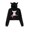 Hoodies للنساء بلوزات الكآبة الشعار Pullover Hoodie Merch for Girls Cat Ear Crop Top Youth